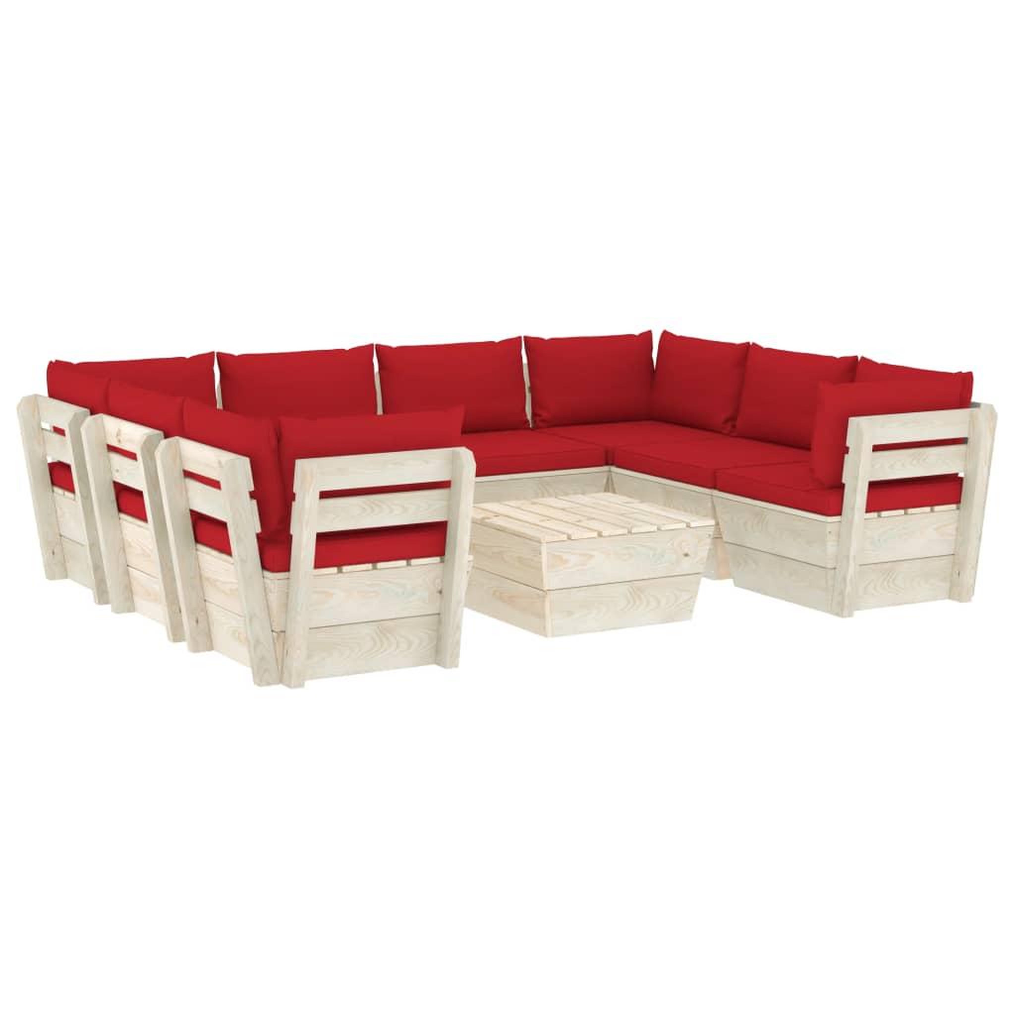 Voir la diapositive 2 : VIDAXL Salon de jardin palette 9 pcs avec coussins bois d'epicea