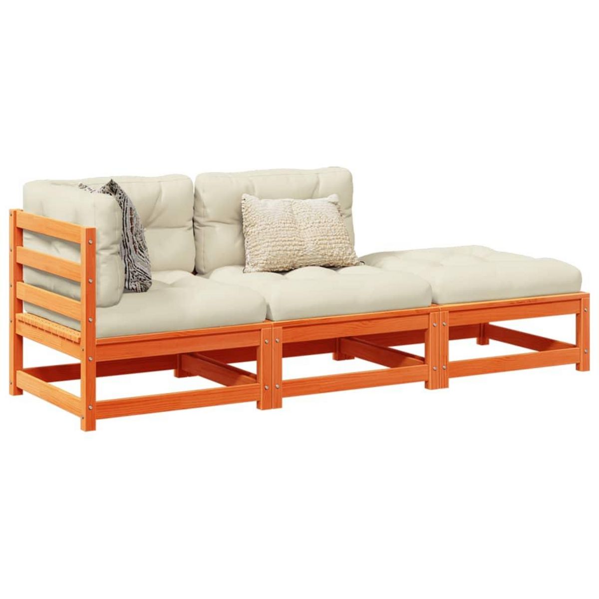 VIDAXL Salon de jardin 3 pcs avec coussins cire marron bois pin massif