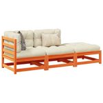 VIDAXL Salon de jardin 3 pcs avec coussins cire marron bois pin massif