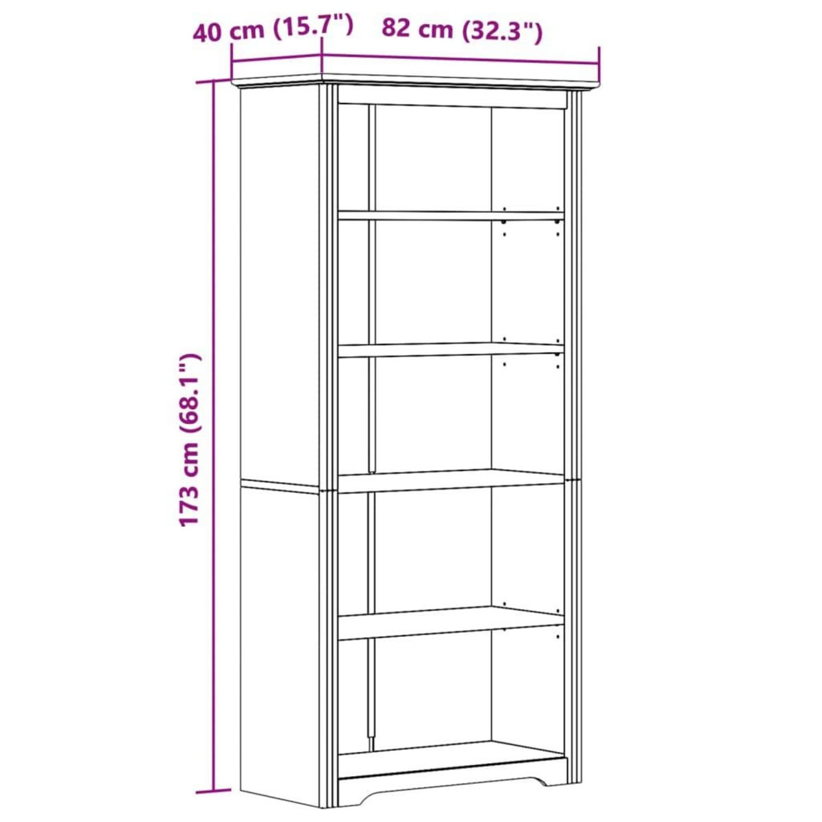 VIDAXL Bibliotheque BODO blanc 82x40x173 cm bois pin massif 5 niveaux