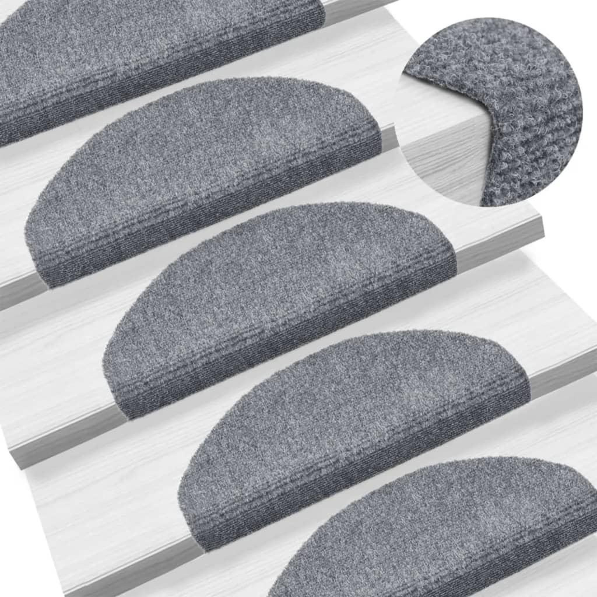Voir la diapositive 1 : VIDAXL Tapis d'escalier auto-adhesif 15 pcs 65 x 21 x 4 cm Gris clair