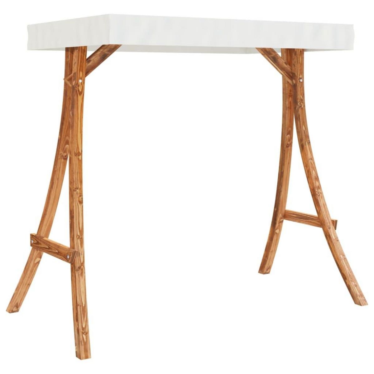 VIDAXL Cadre de balançoire avec toit creme Bois courbe a finition teck