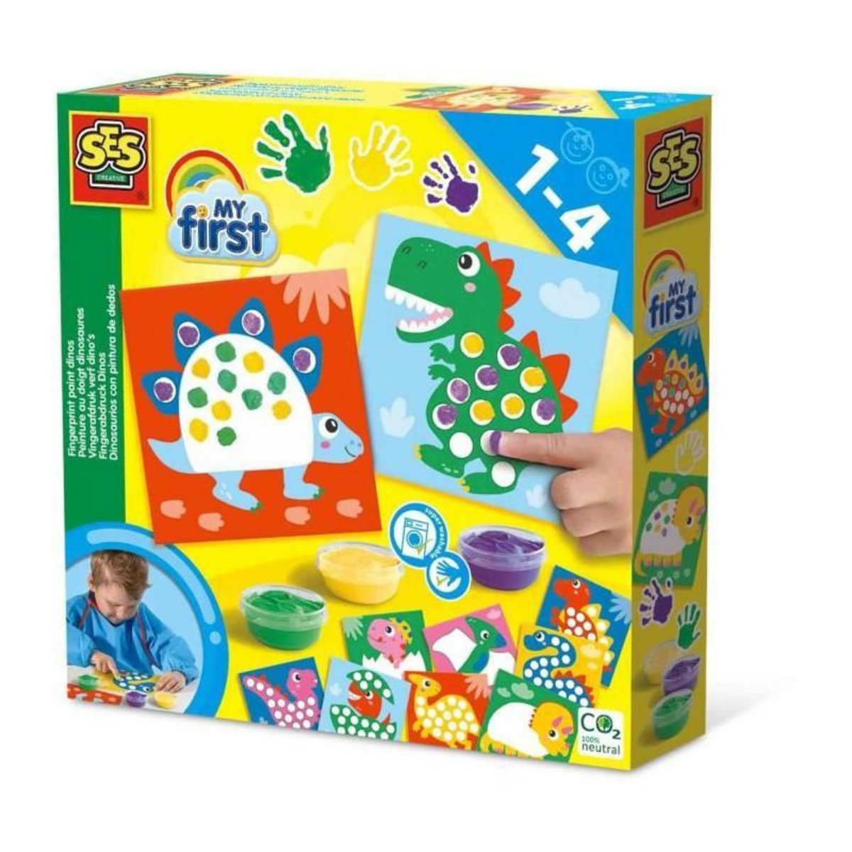 SES Creative My first - Peinture au doigt - Dinosaures - SES CREATIVE - Peins 10 cartes de dinosaures.