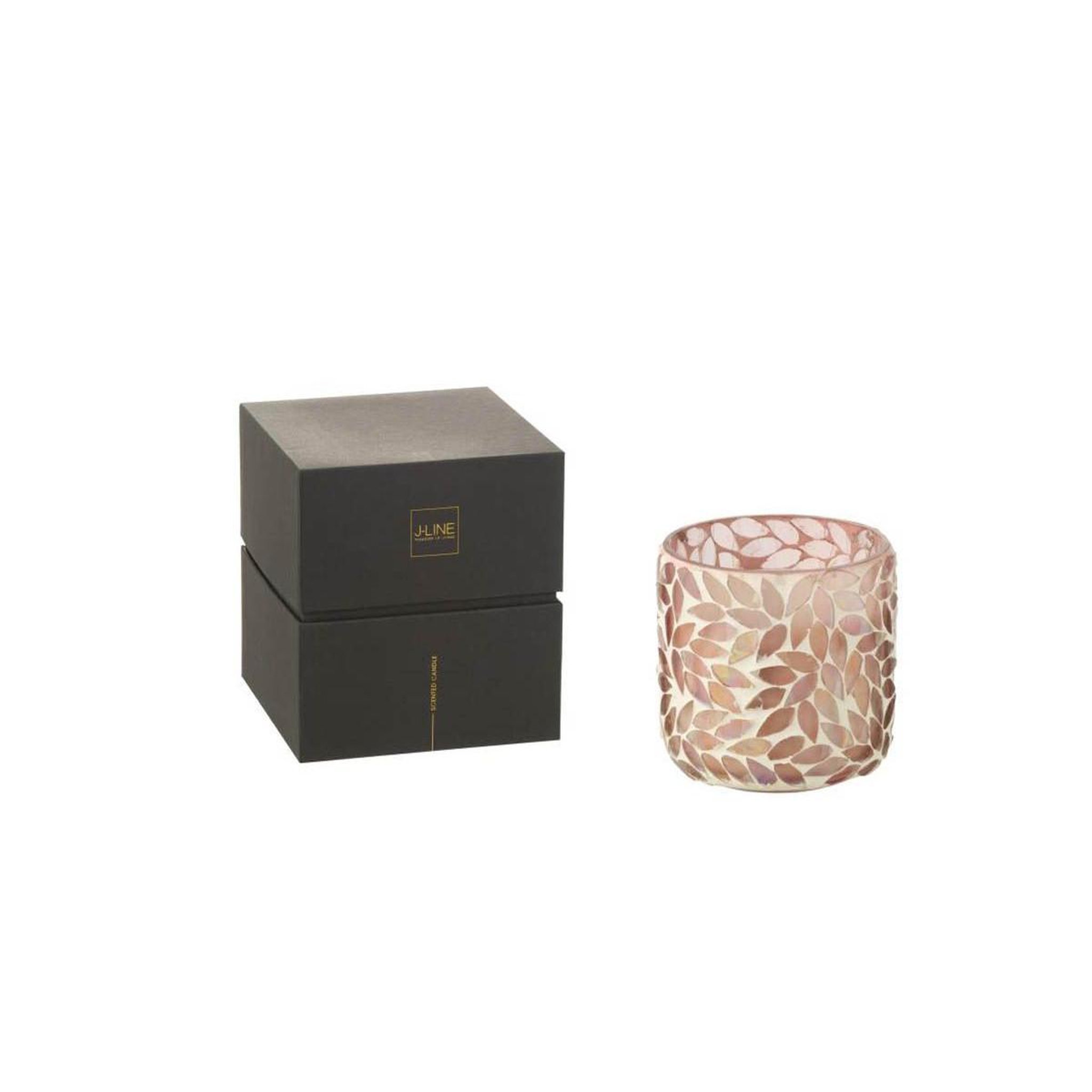 Voir la diapositive 2 : J-LINE Bougie parfumée mosaïque  cyra  10cm tender rose