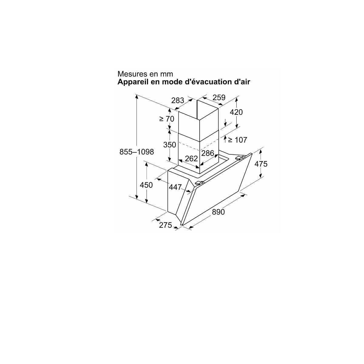 Siemens Hotte décorative inclinée 90cm 51db 441m3/h noir - LC91KLT60