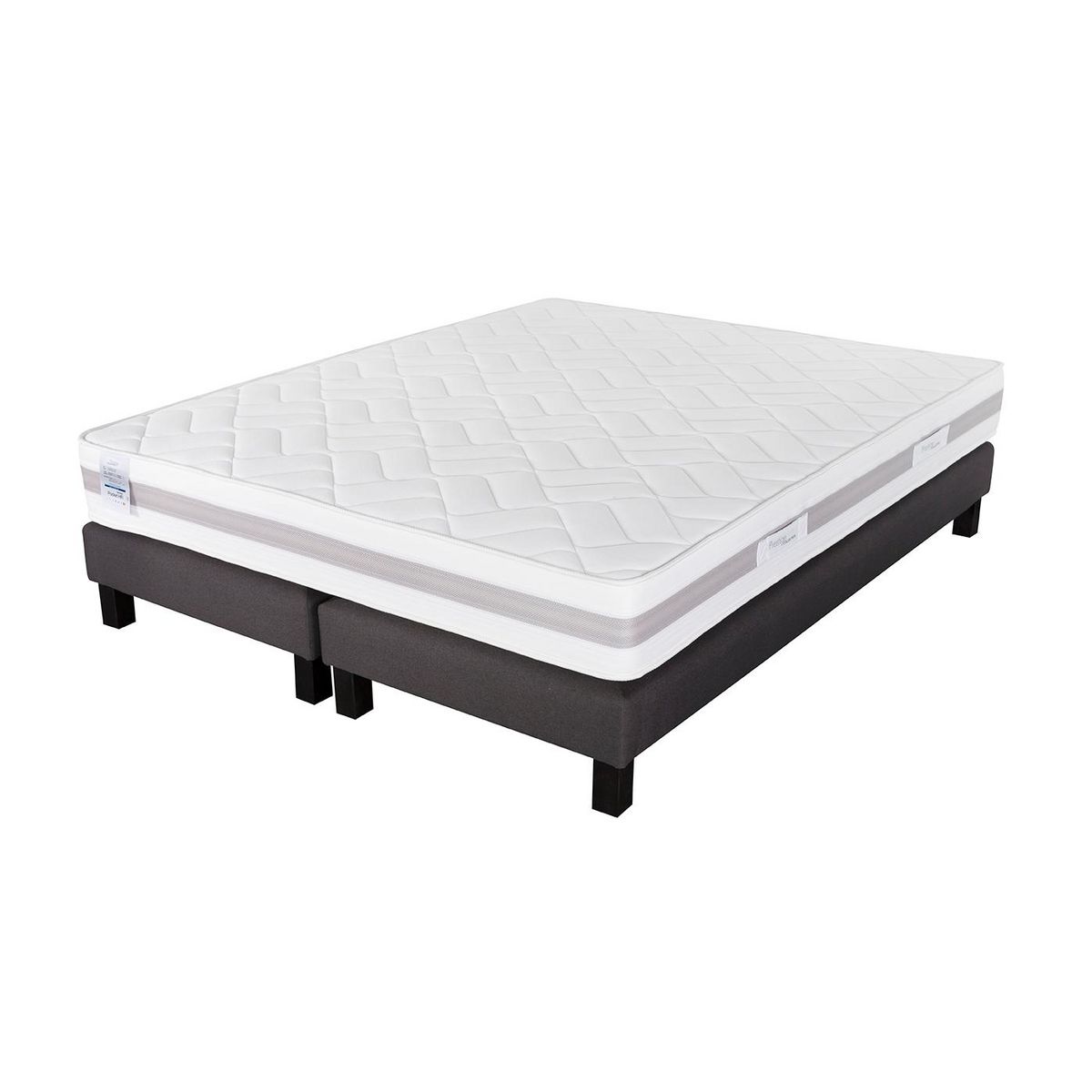 PRESTIGE Collection Ensemble matelas ressorts TEMPO GREY+ sommier déco gris 180x200 cm