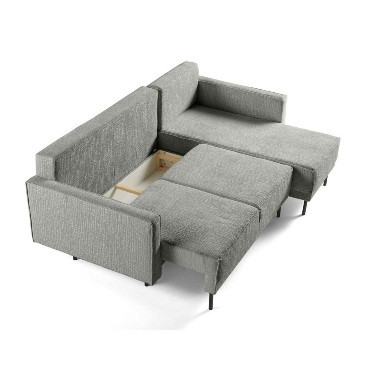 LISA DESIGN Charlie - canapé d'angle réversible 4 places - convertible avec coffre - en tissu velours relief