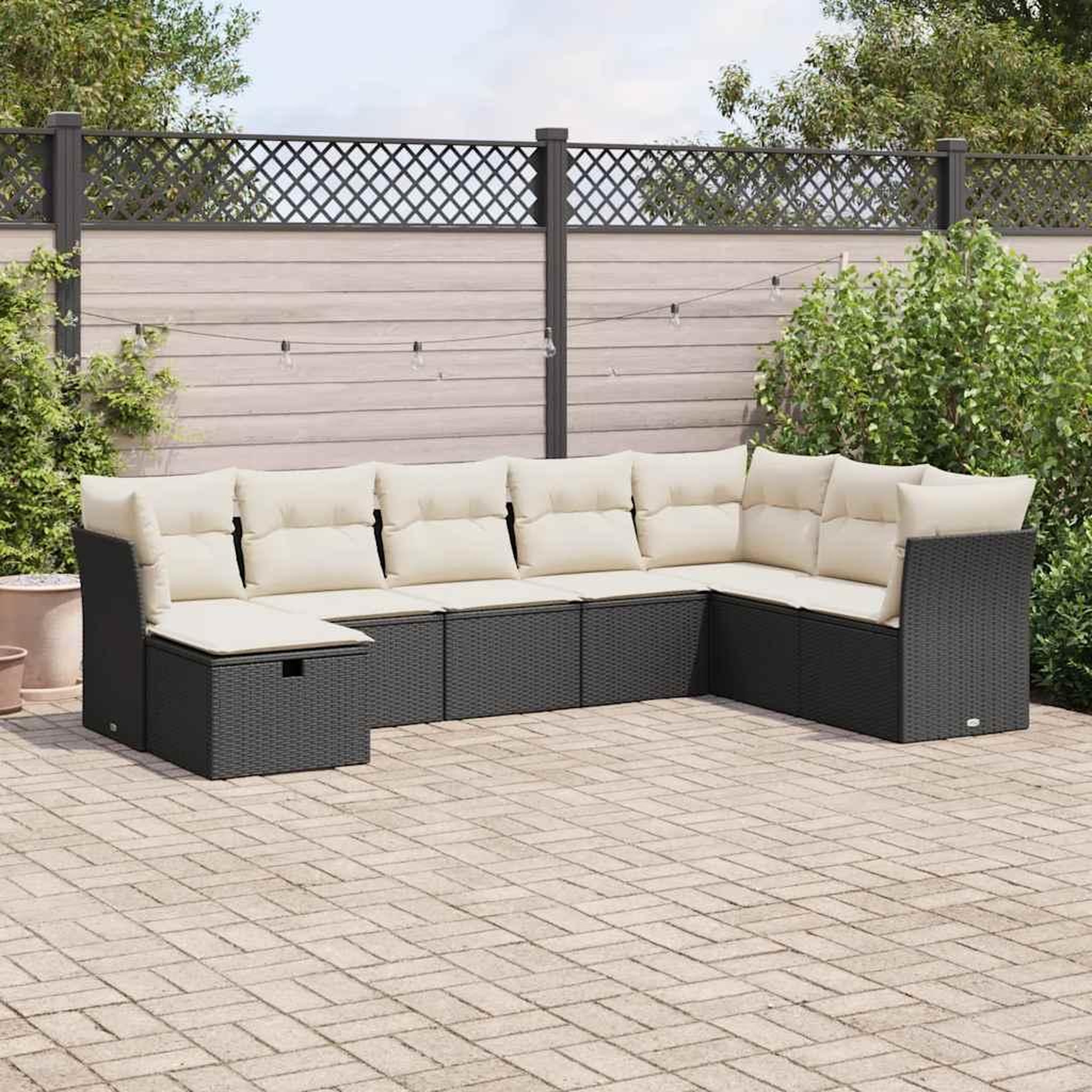 VIDAXL Salon de jardin 8 pcs avec coussins noir resine tressee
