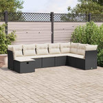 VIDAXL Salon de jardin 8 pcs avec coussins noir resine tressee
