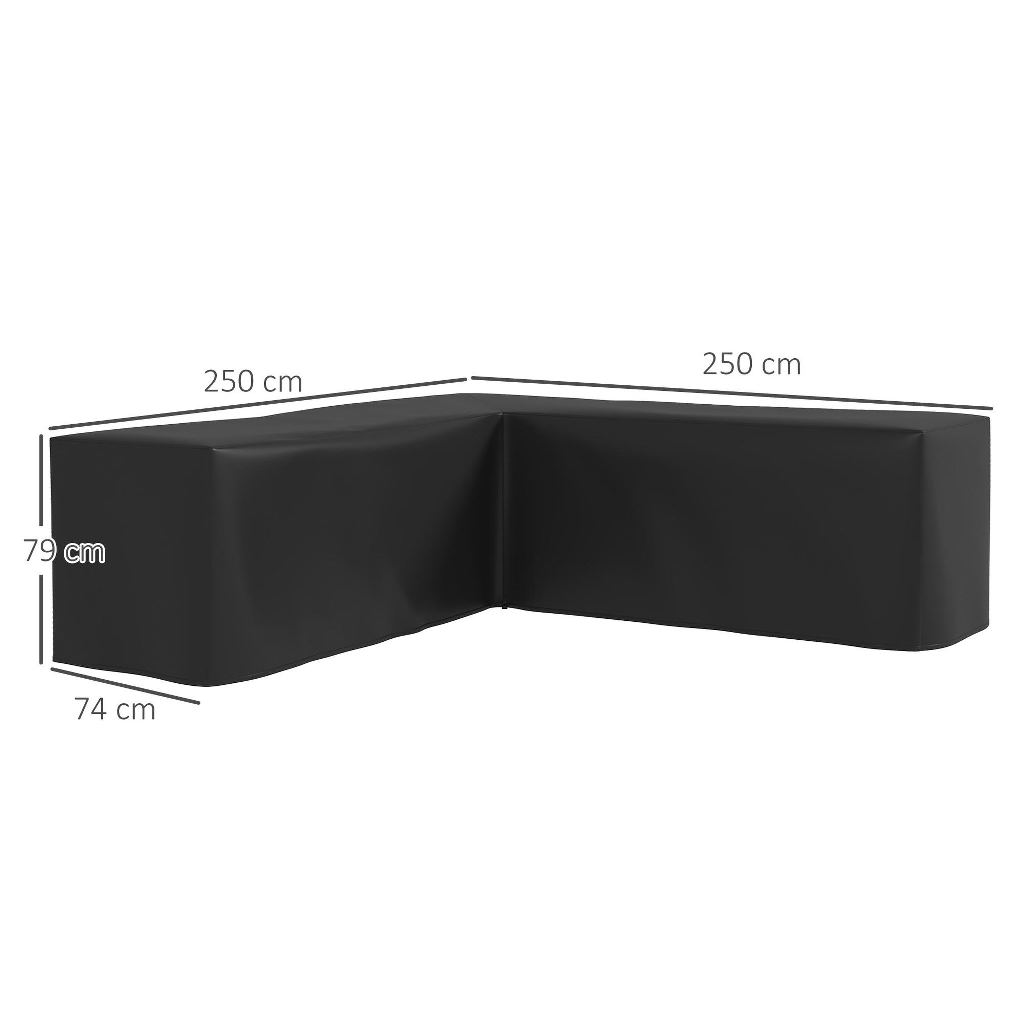 Voir la diapositive 3 : OUTSUNNY Housse de protection salon de jardin d'angle - imperméable, anti-uv - dim. 250l x 250l x 79h cm - noir