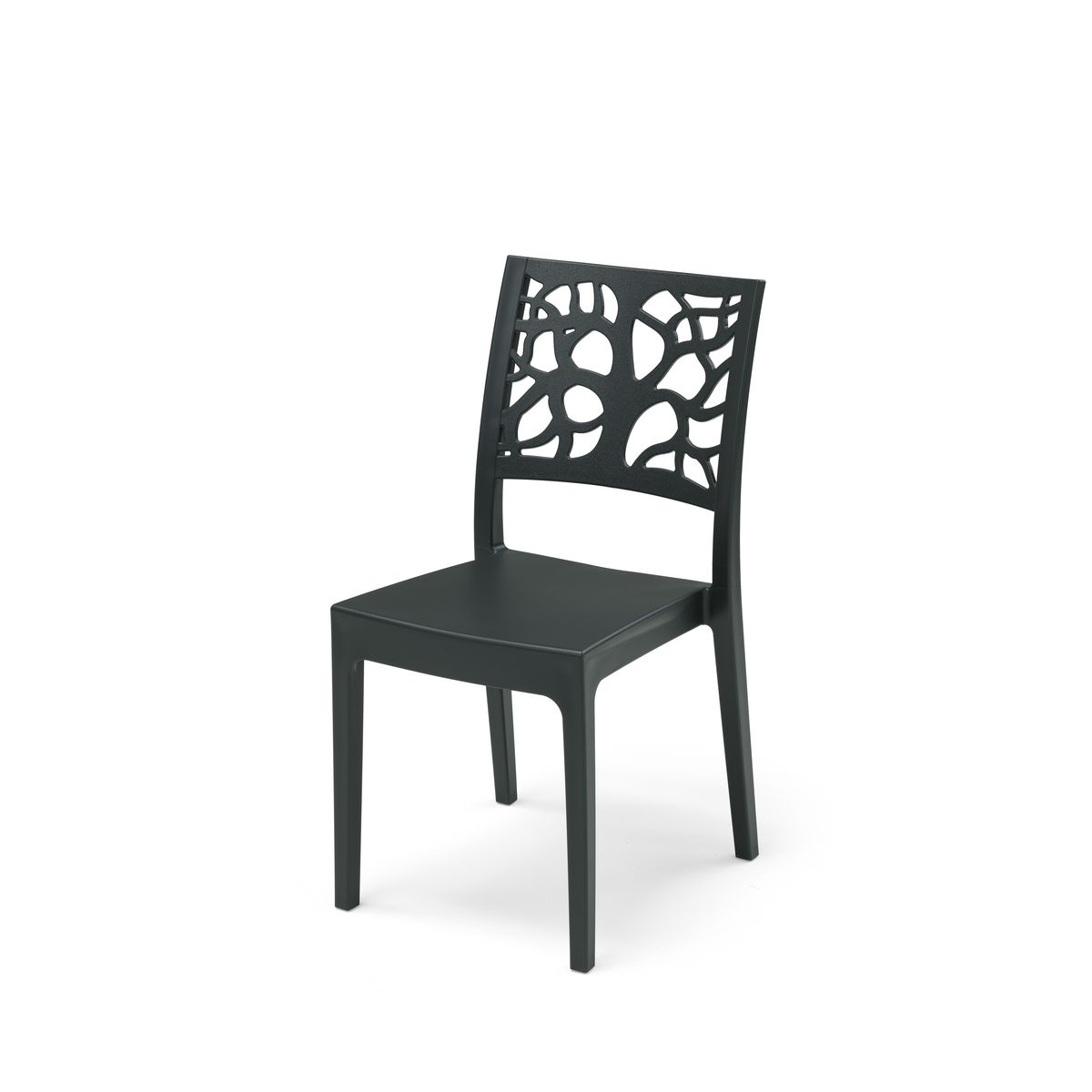 ARETA Lot de 4 chaises de jardin - Résine - Anthracite - TETI
