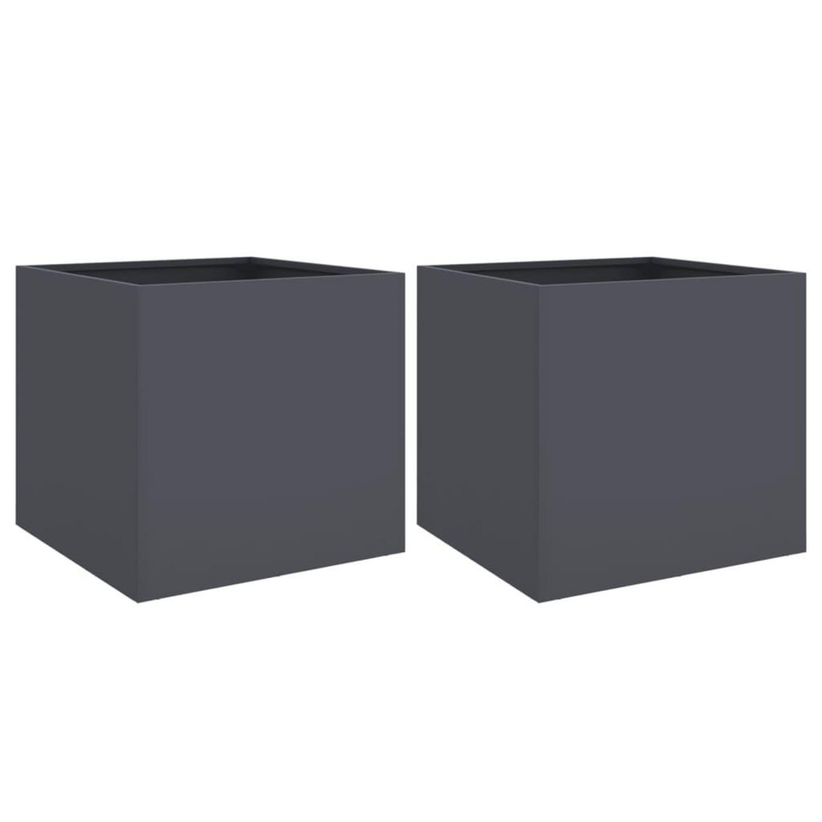 VIDAXL Jardinieres 2 pcs anthracite 49x47x46 cm acier