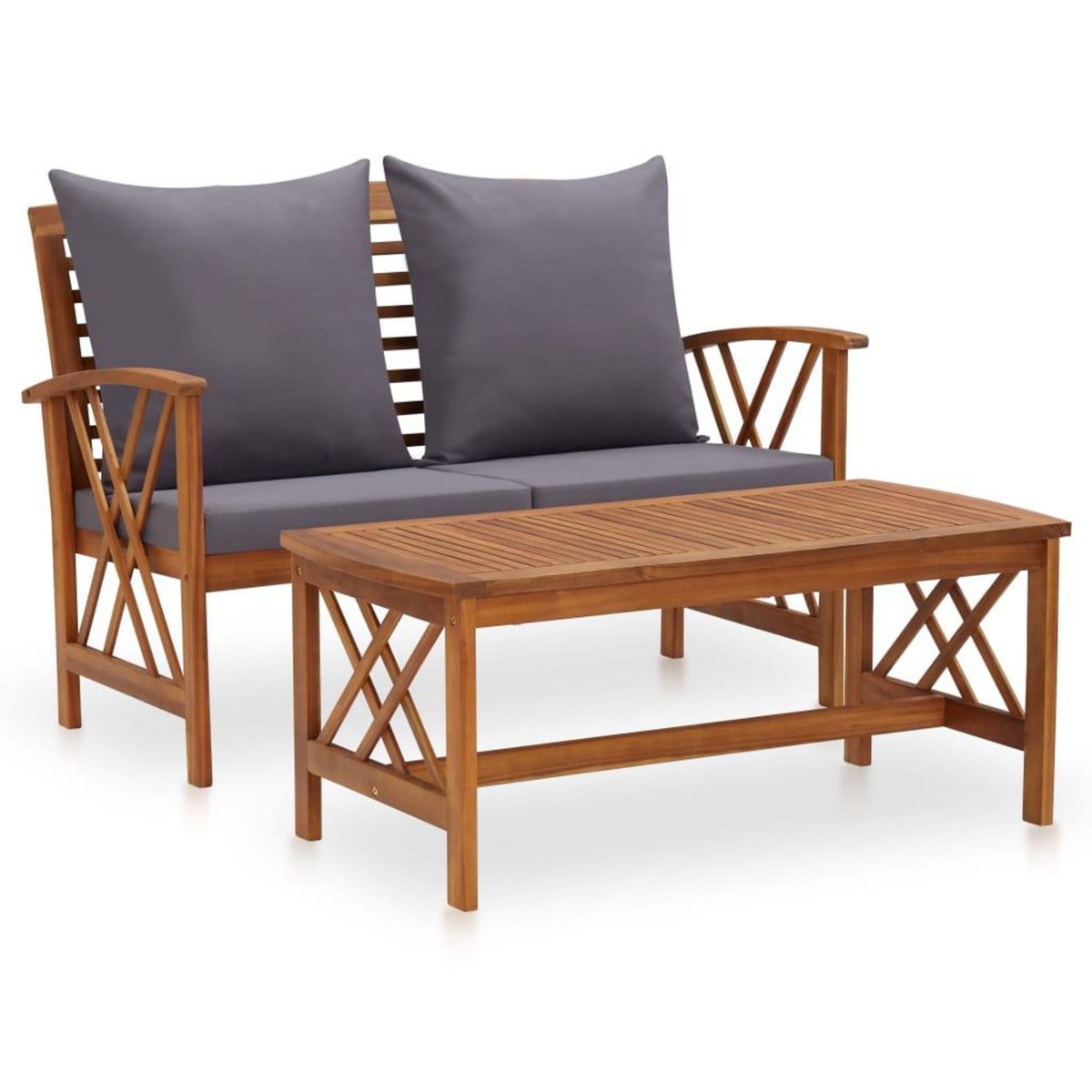VIDAXL Salon de jardin 2 pcs avec coussins bois d'acacia solide