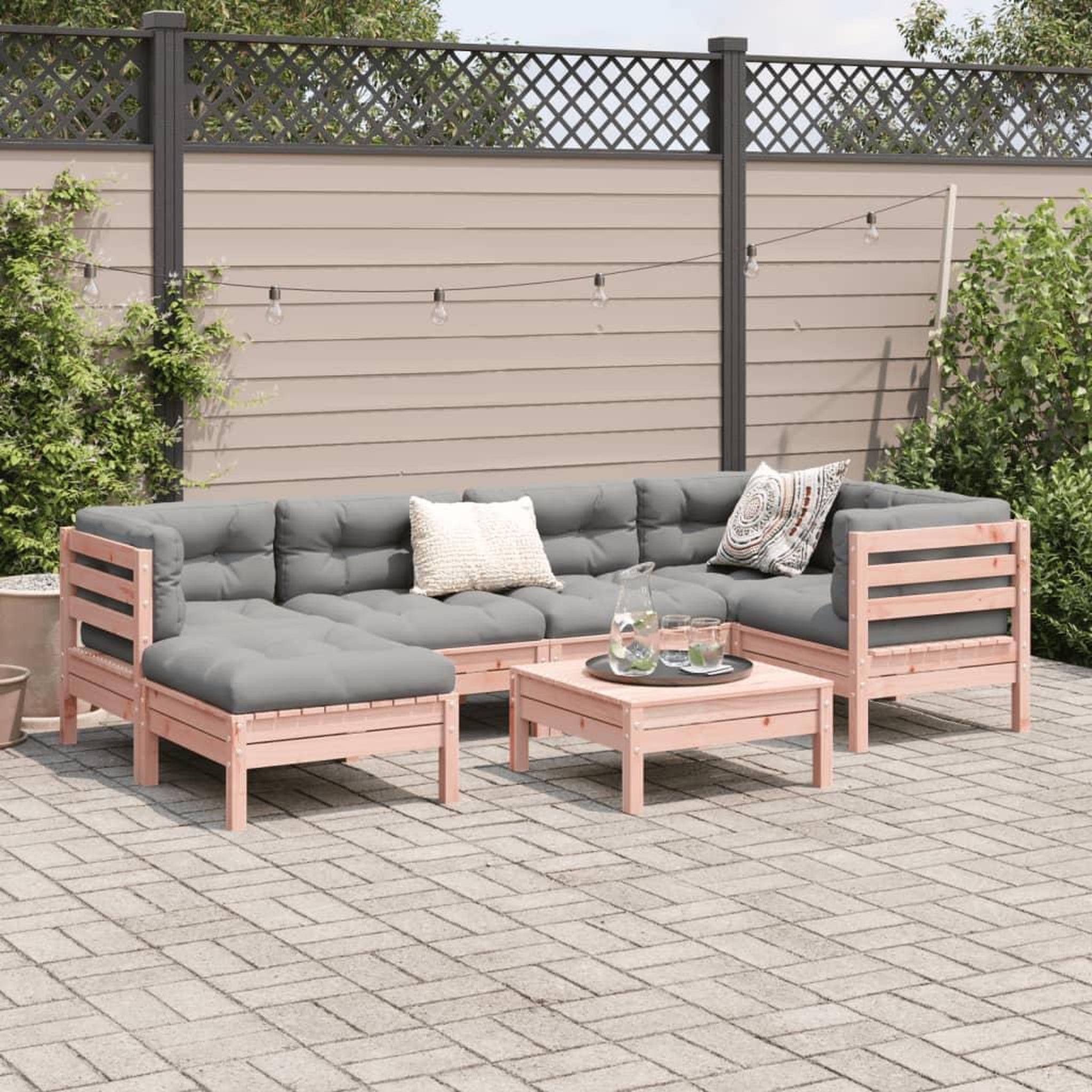 Voir la diapositive 3 : VIDAXL Salon de jardin 7 pcs et coussins bois massif sapin de douglas