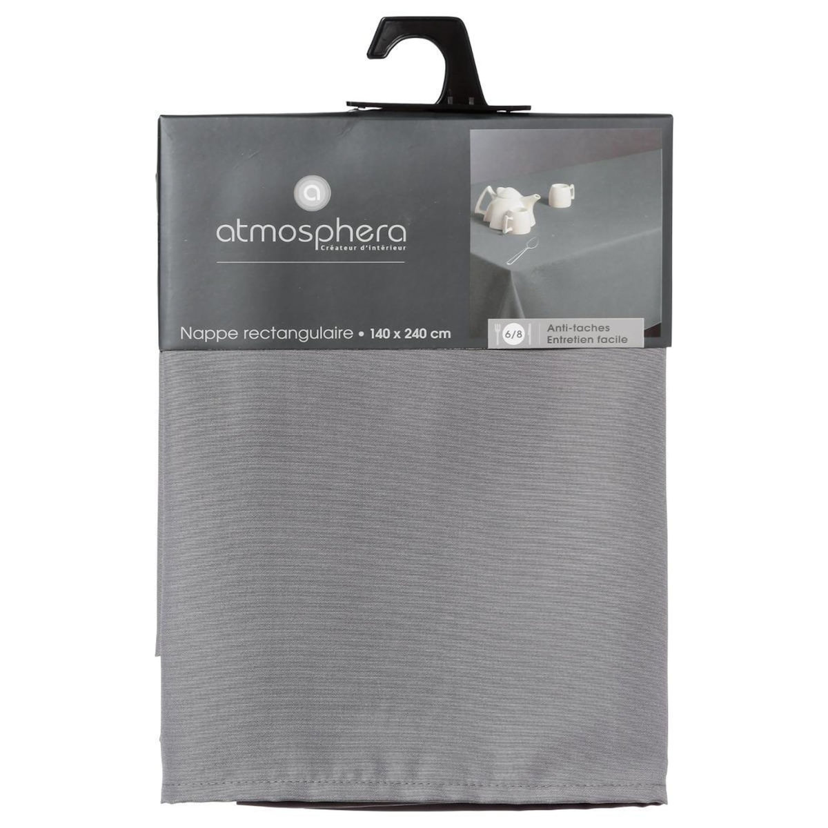 ATMOSPHERA Nappe Antitache  Unie  140x240cm Gris