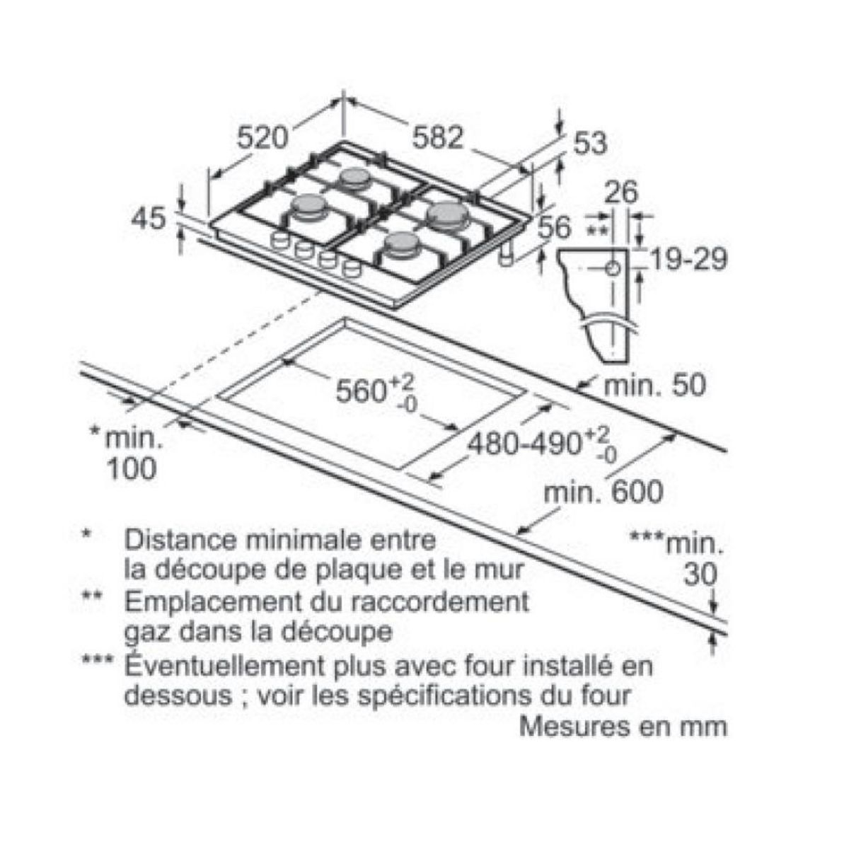 Neff Table inox gaz 60cm 4 feux - t26ds49n0