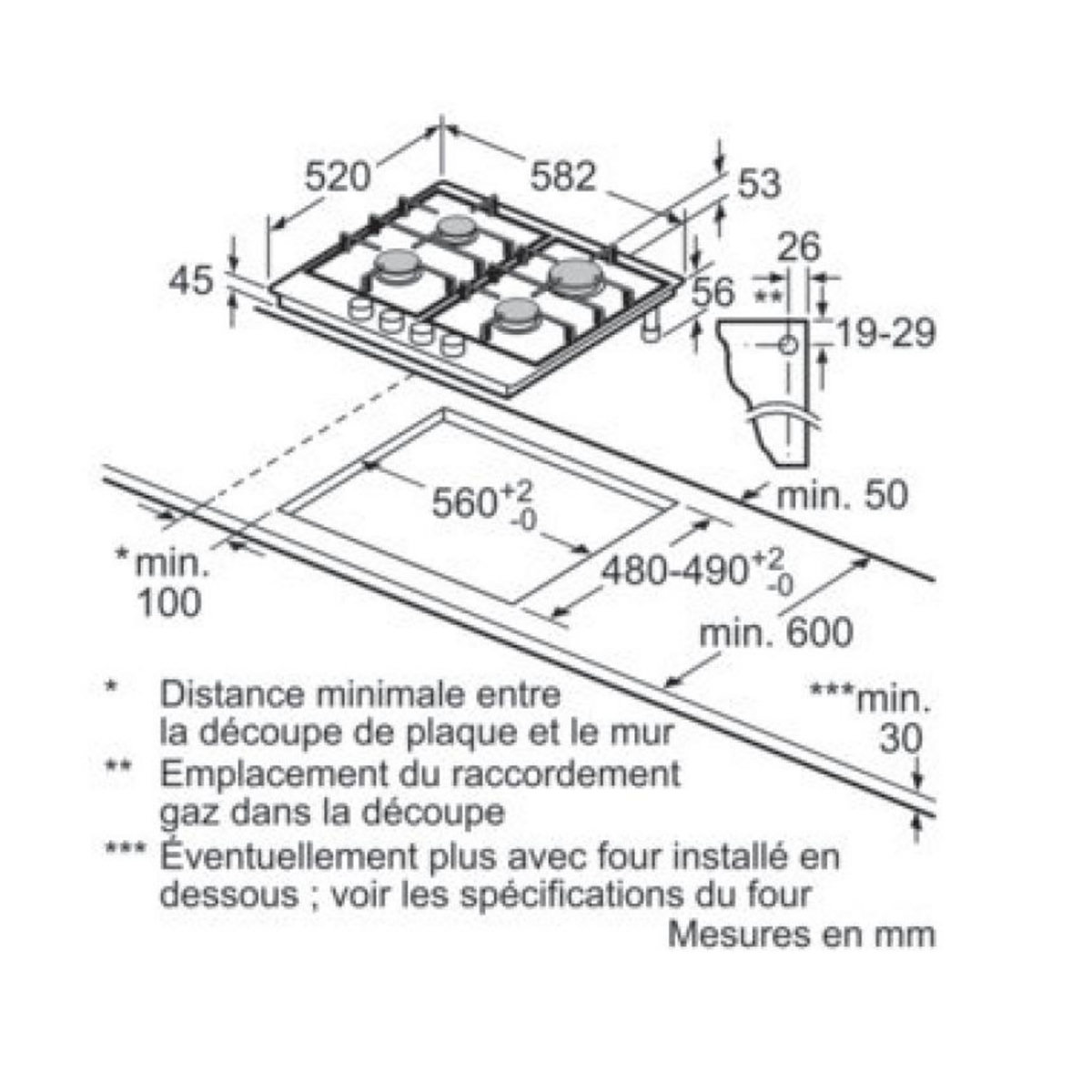 Neff Table inox gaz 60cm 4 feux - t26ds49n0
