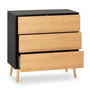 Voir la diapositive 3 : VS VENTA-STOCK Commode Apolo 3 tiroirs Couleur Noir/Bois
