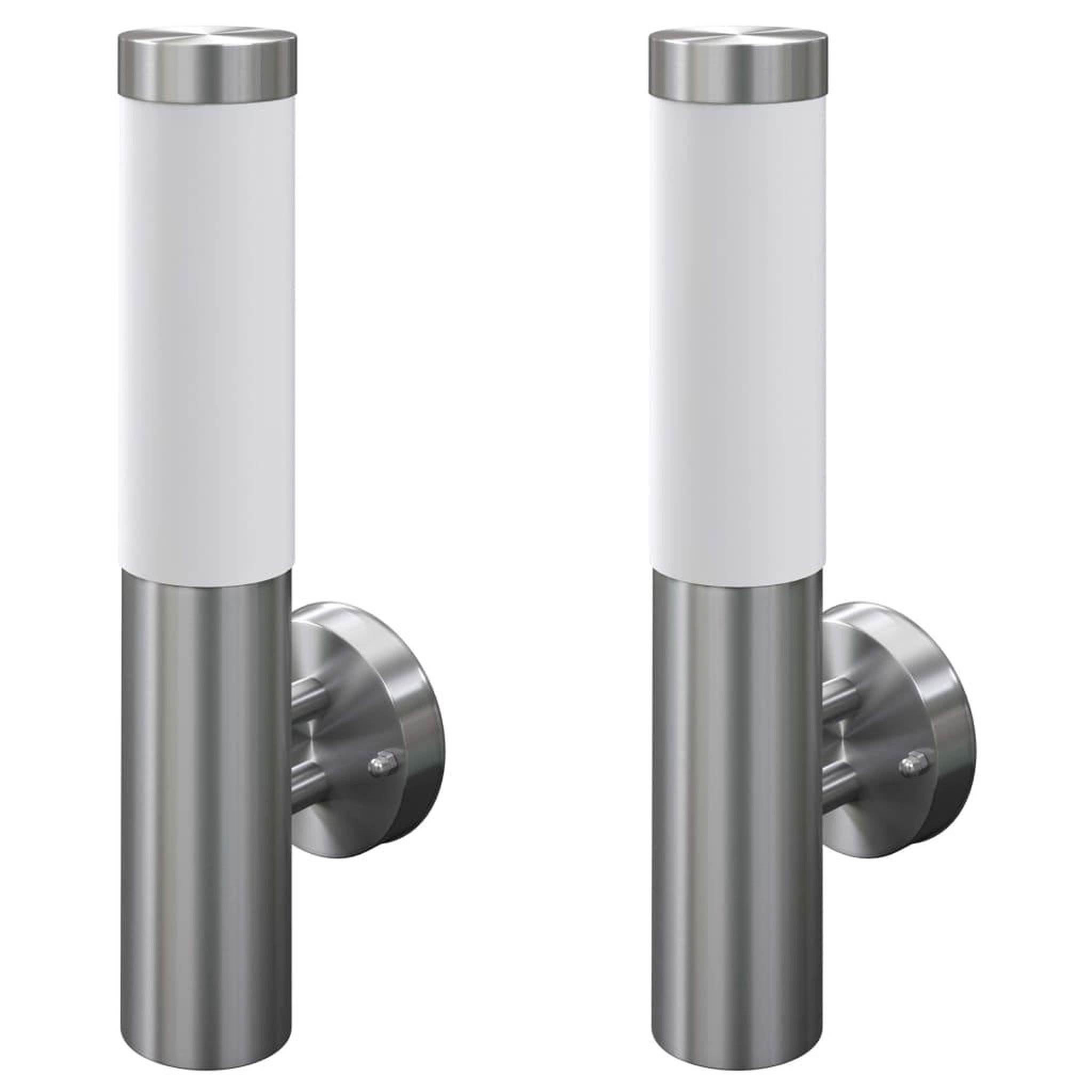 VIDAXL 2 appliques murales cylindriques en acier inoxydable