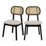 Voir la diapositive 1 : Rendez vous déco Lot de 2 chaises en bois clair, tissu beige et rotin synthétique - Maria