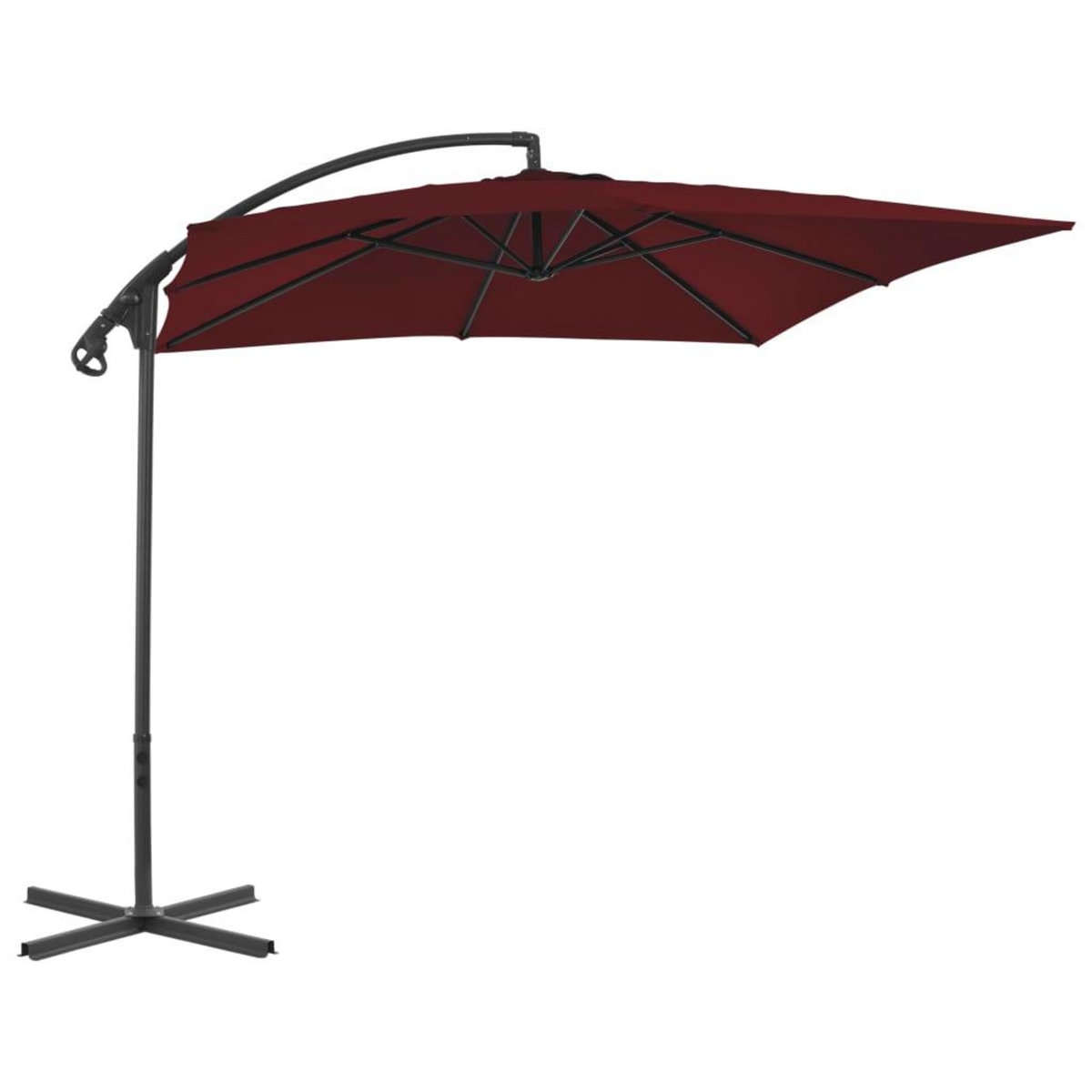 VIDAXL Parasol de jardin en porte-a-faux mat en acier rouge bordeaux