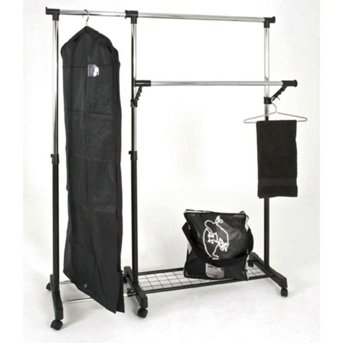 Paris Prix Portant à Vêtements  2 Tringles  170cm Noir
