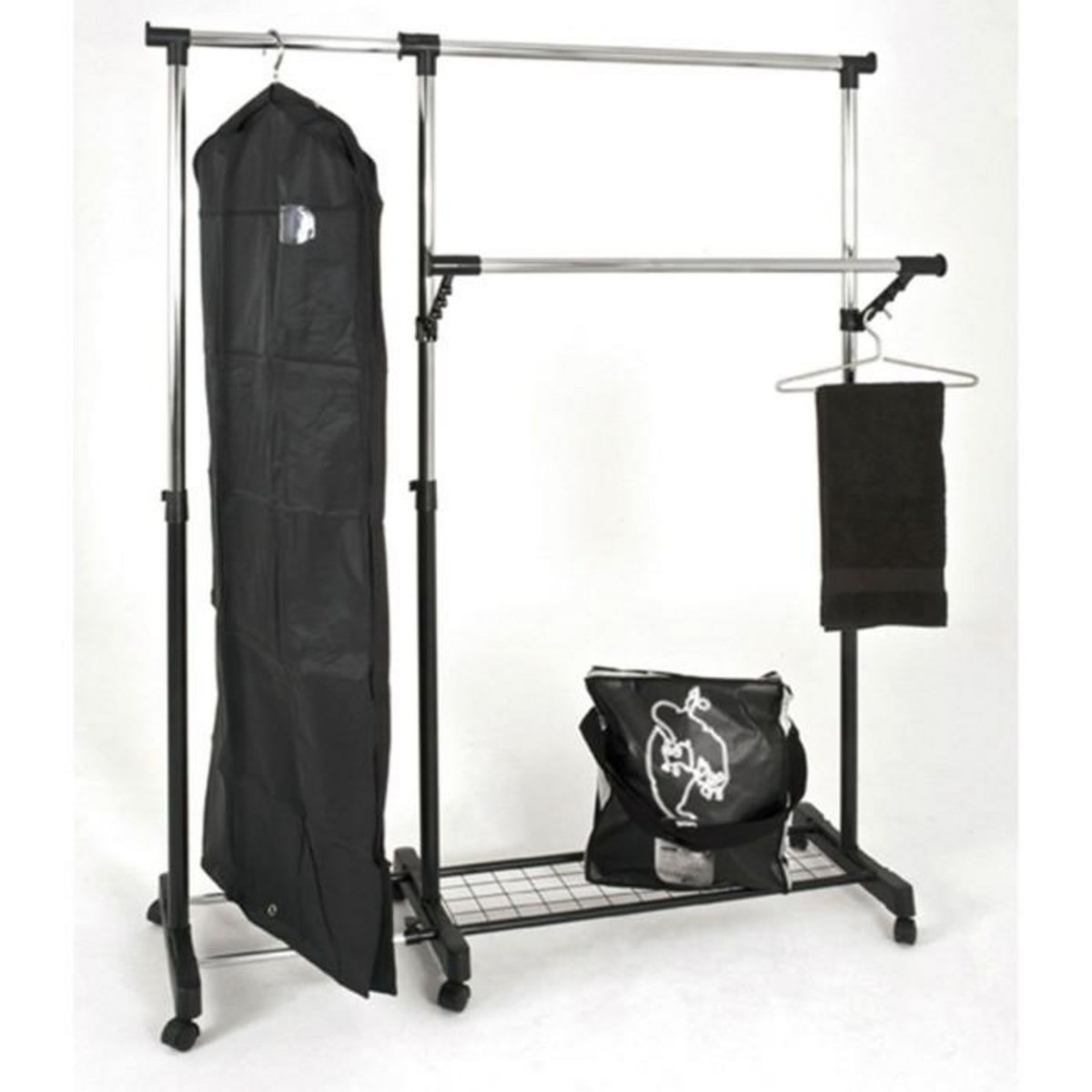 Paris Prix Portant à Vêtements  2 Tringles  170cm Noir