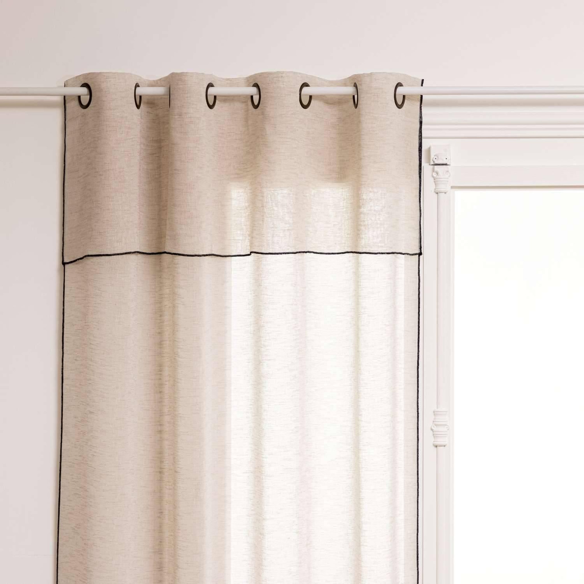 Voir la diapositive 3 : ATMOSPHERA Voilage à volant avec surpiqûre noire - 140 x 240 cm - Beige