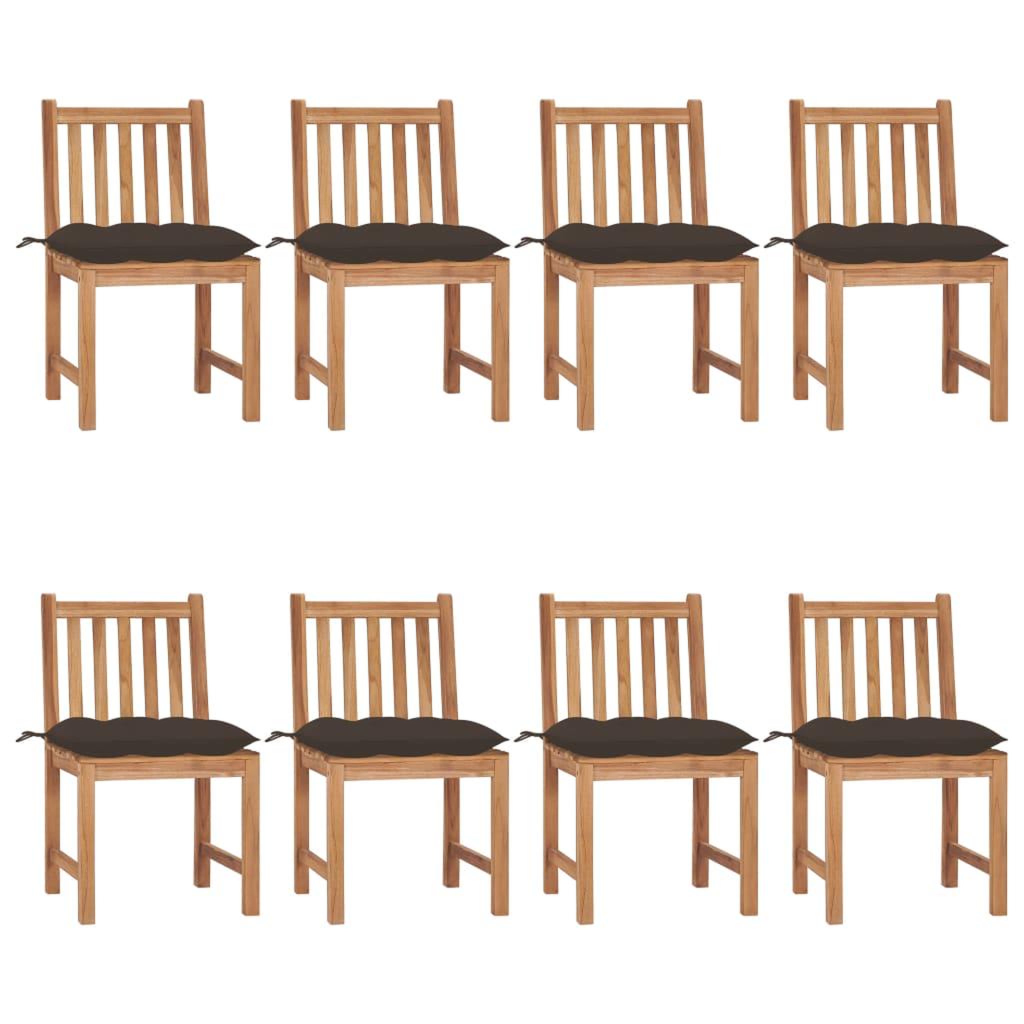 Voir la diapositive 1 : VIDAXL Chaises de jardin lot de 8 avec coussins Bois de teck massif