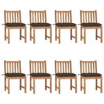 VIDAXL Chaises de jardin lot de 8 avec coussins Bois de teck massif