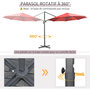 Voir la diapositive 4 : OUTSUNNY Parasol déporté octogonal inclinable manivelle avec pied en acier Ø 2,94 x 2,48H m rouge
