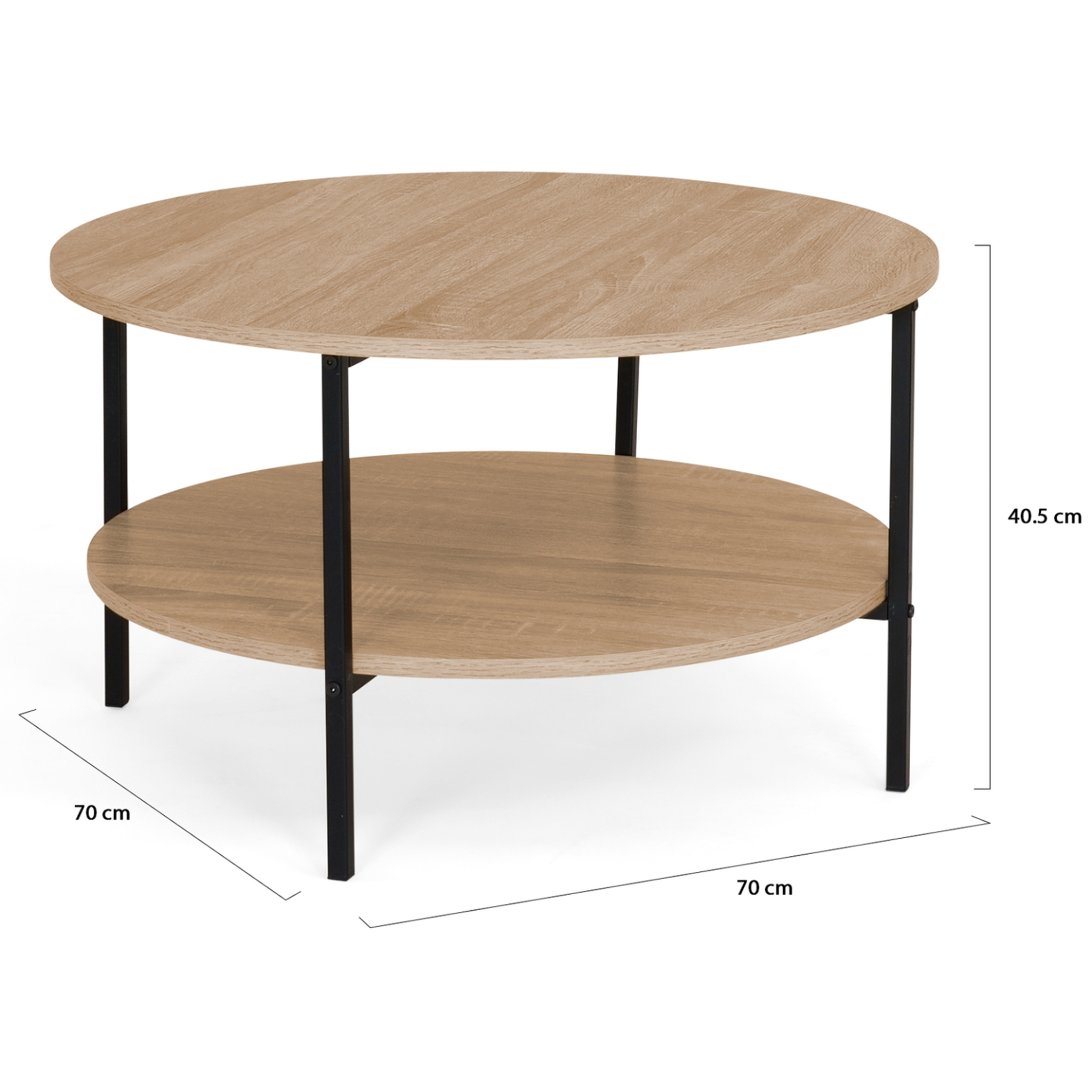 Voir la diapositive 5 : ID MARKET Table basse double plateau rond detroit 70 cm design industriel