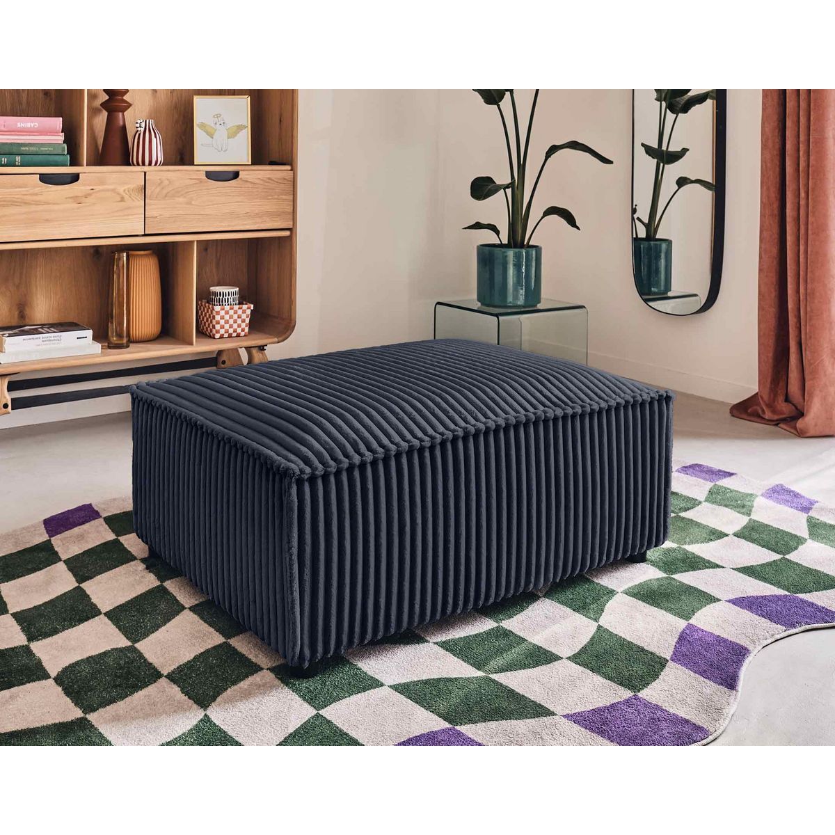 LISA DESIGN Stella - pouf - en velours côtelé grosses côtes