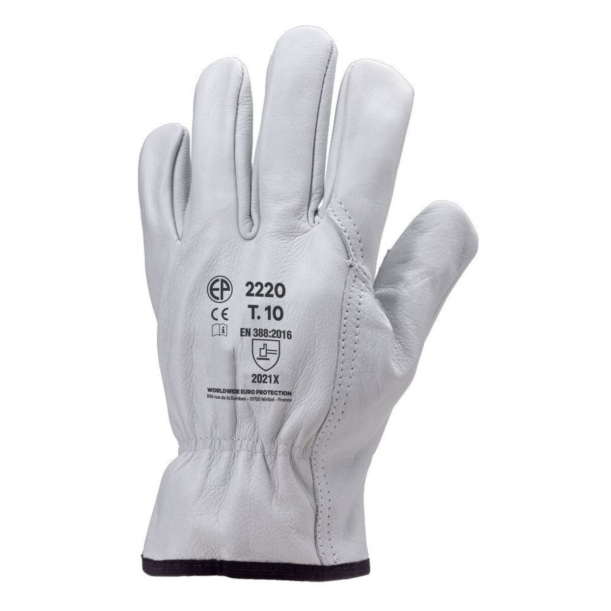 EUROTECHNIQUE Gants de travail en cuir de vachette Eurotechnique 2220 lot de 10 paires de gants