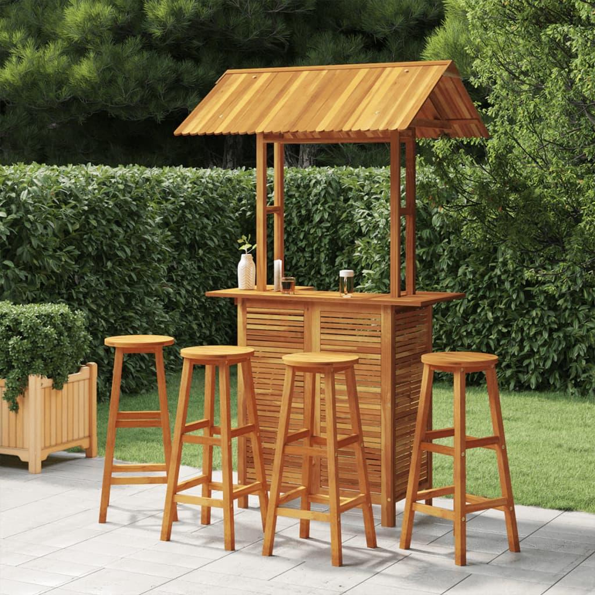Voir la diapositive 1 : VIDAXL Ensemble de bar de jardin 5 pcs Bois d'acacia solide
