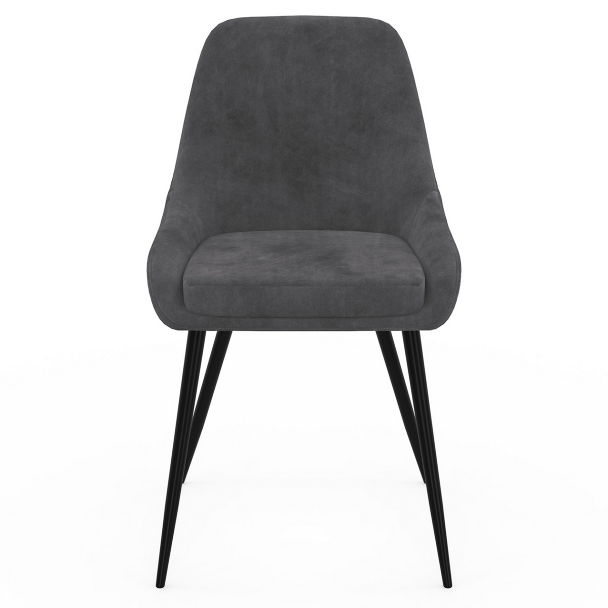 ID MARKET Lot de 4 chaises THALYA en velours gris foncé avec accoudoirs