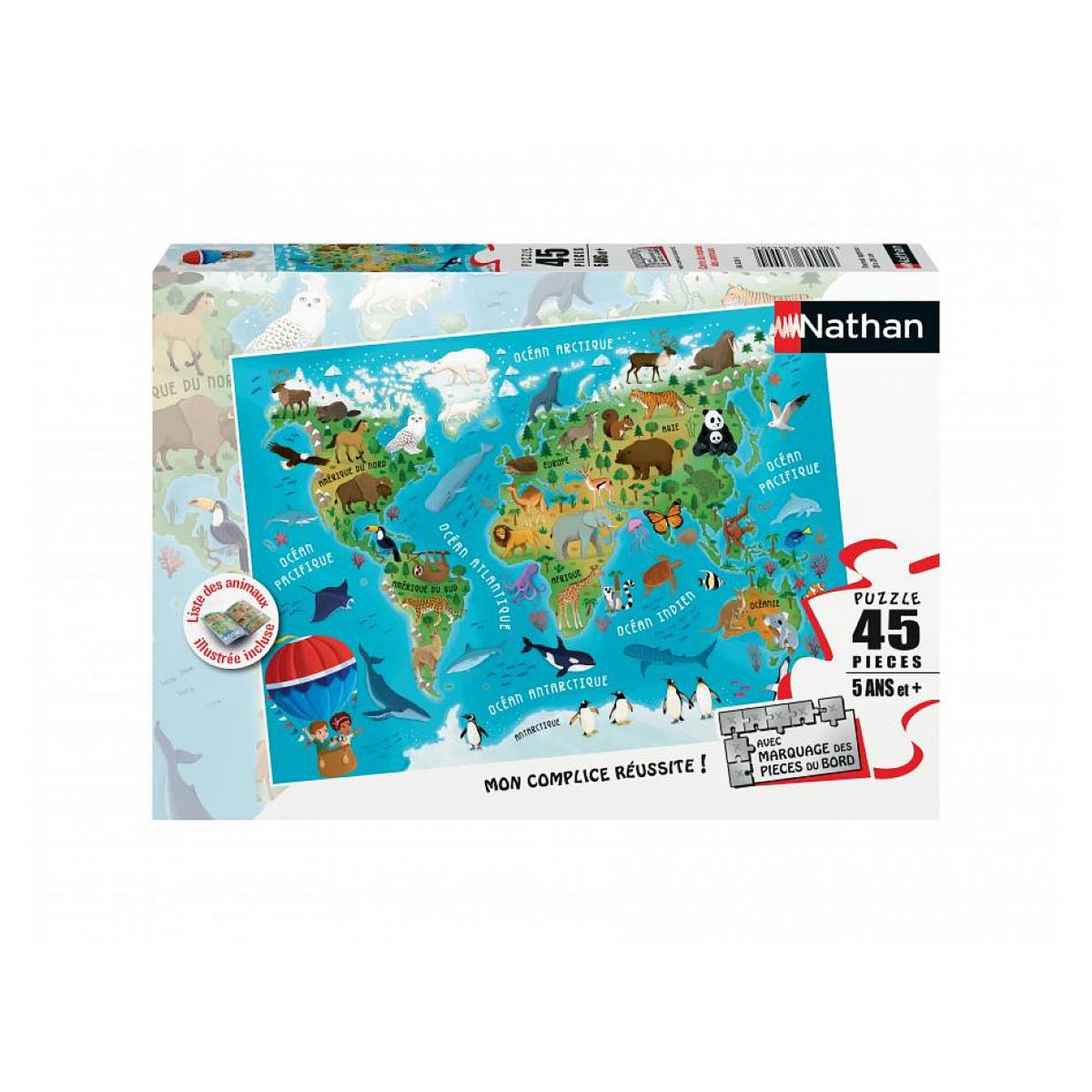 RAVENSBURGER Puzzle 45 p - Carte du monde des animaux - Nvlle edition