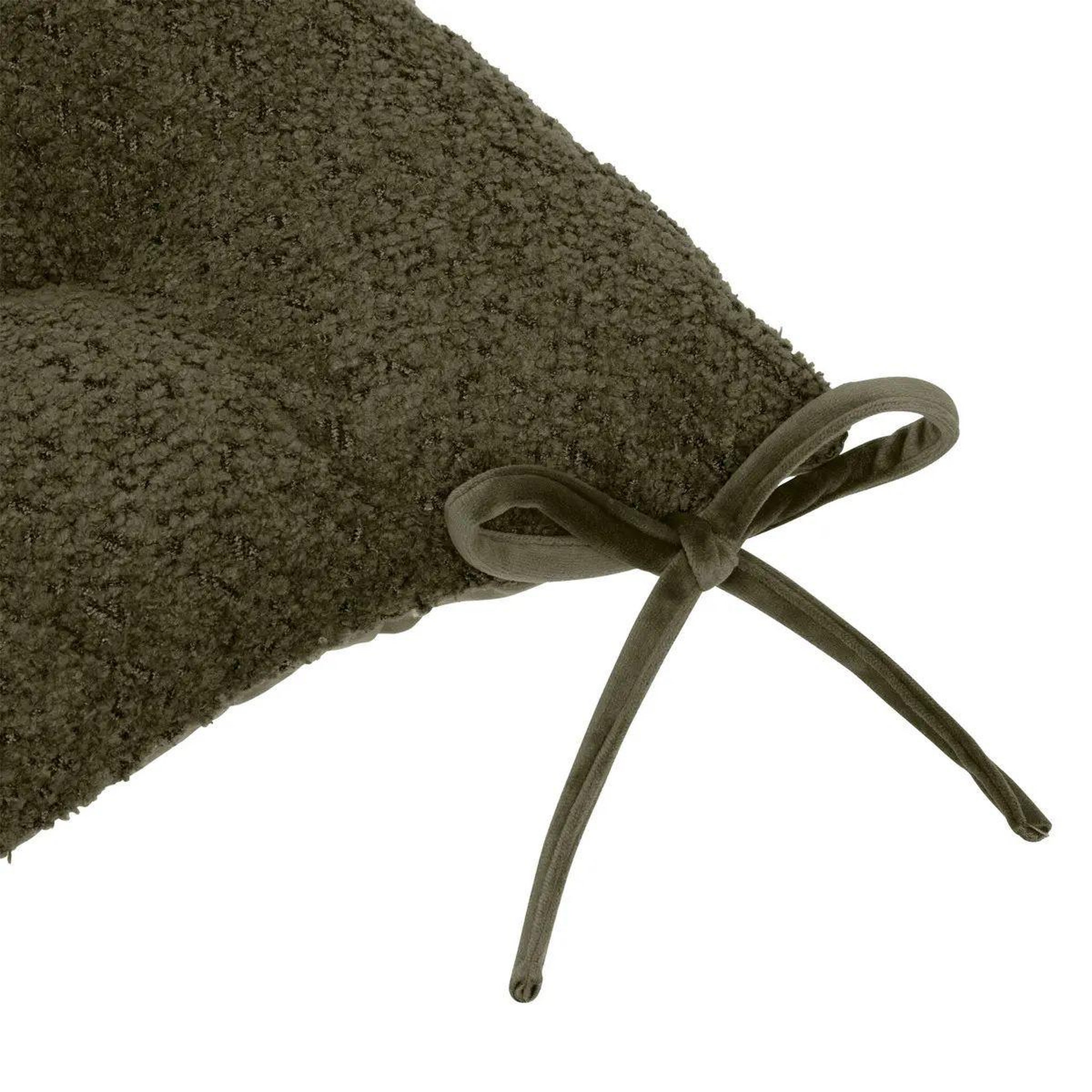 Voir la diapositive 3 : ATMOSPHERA Galette de chaise bouclette  soana  38x38cm vert kaki