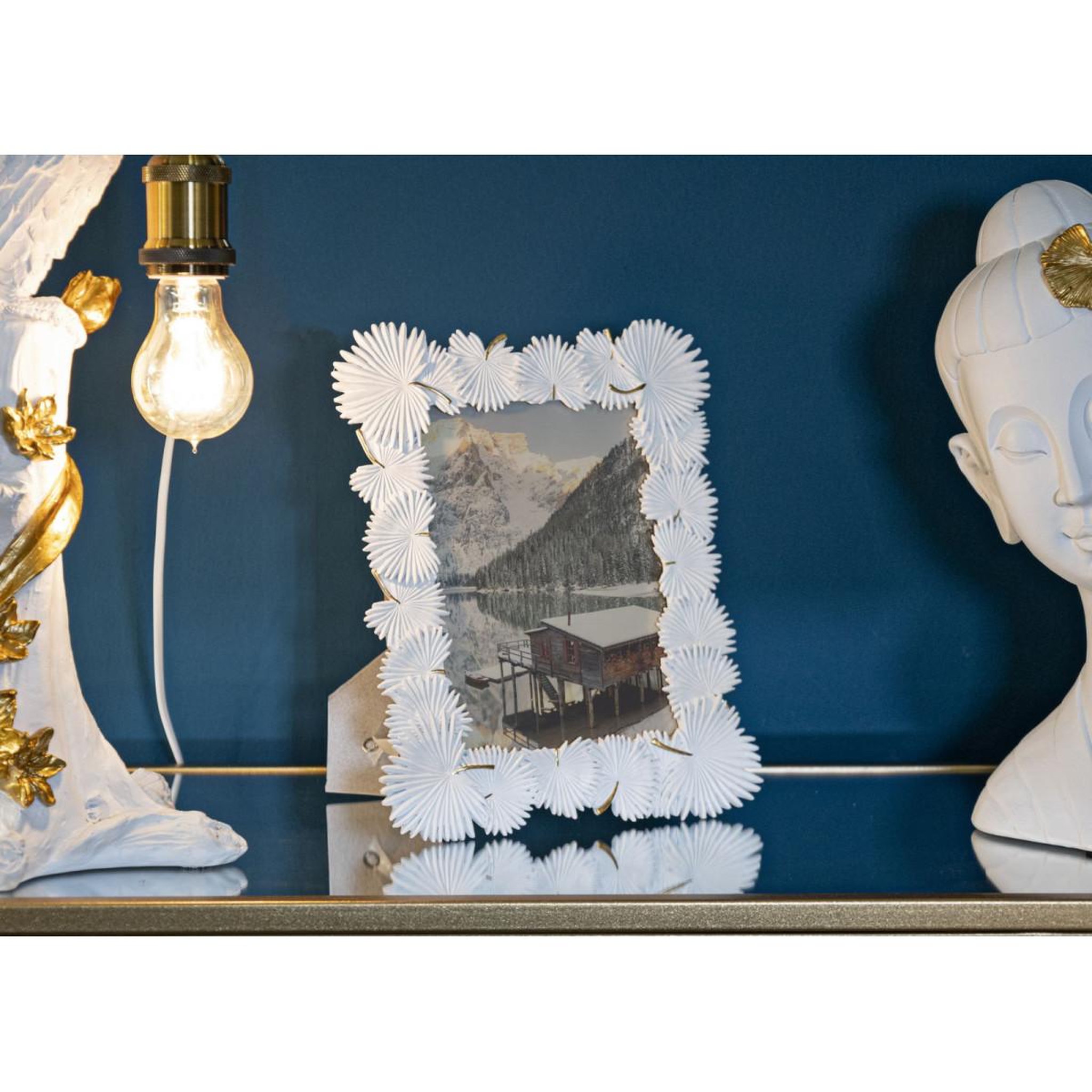 Voir la diapositive 5 : Paris Prix Cadre Photo Déco  Feuilles de Palmier  15x20cm Blanc