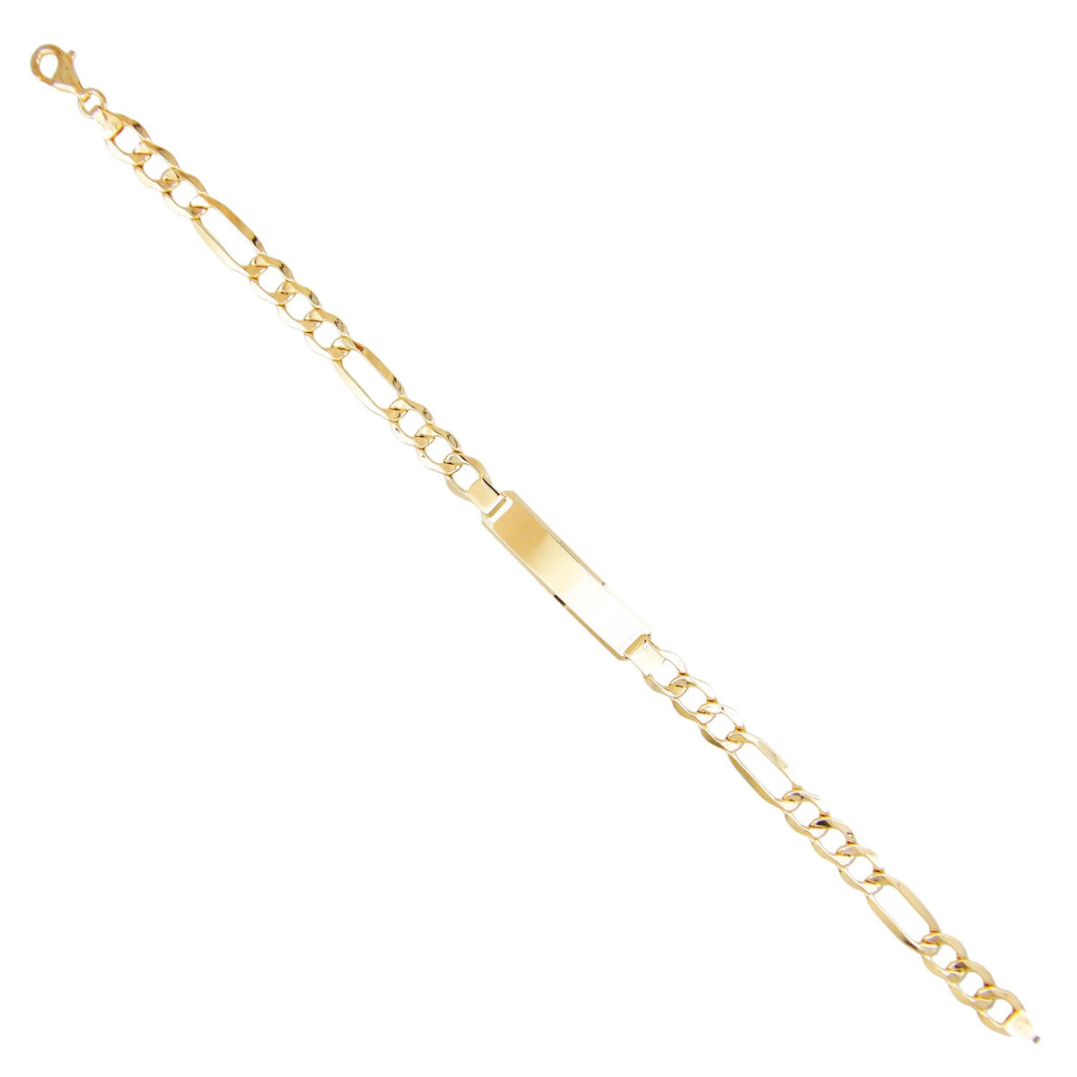 L'ATELIER D'AZUR Gourmette Or Jaune Maille Figaro Alternée 1+3 - Gravure Offerte - Homme