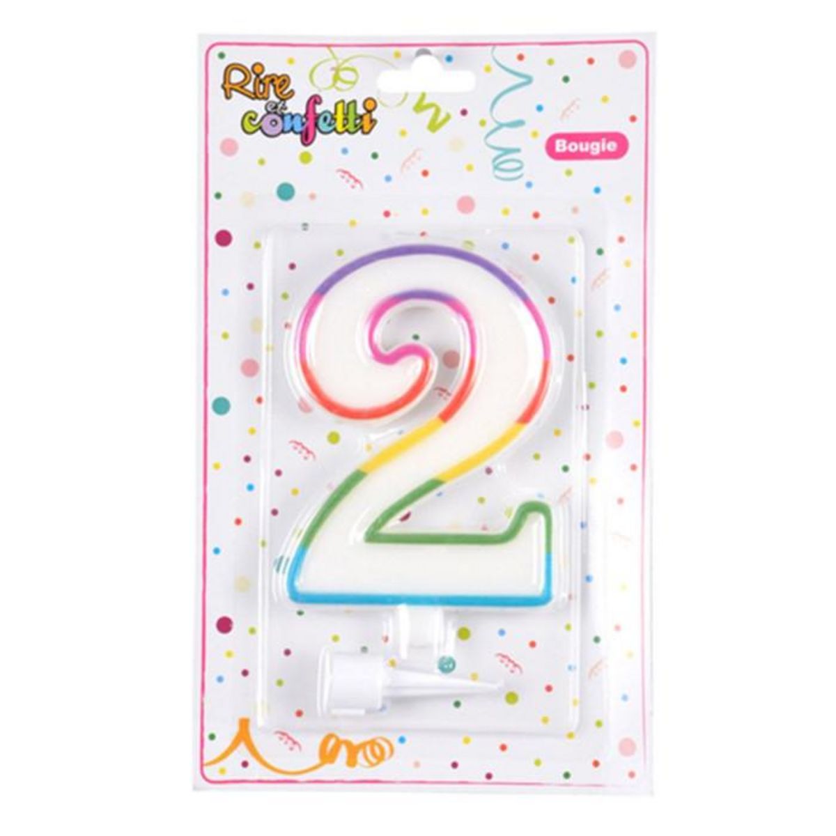 Paris Prix Bougie d'Anniversaire  Chiffre 2  10cm Multicolore