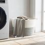 Voir la diapositive 3 : VIDAXL Panier a linge gris et blanc Ø60x36 cm coton