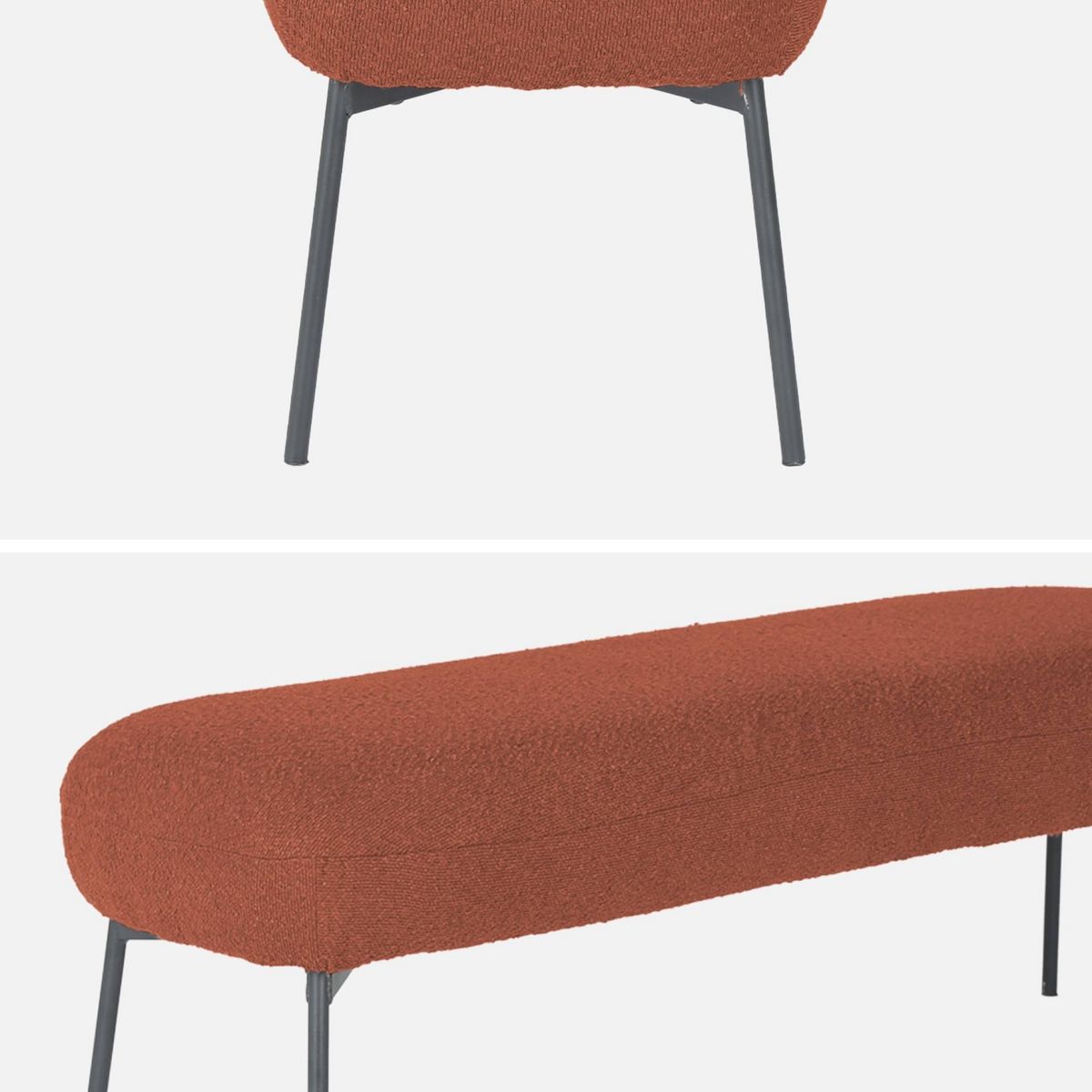 SWEEEK Banc, bout de lit avec revêtement bouclette, pieds en métal noir, L 120 x P 41 x H 42,5 cm