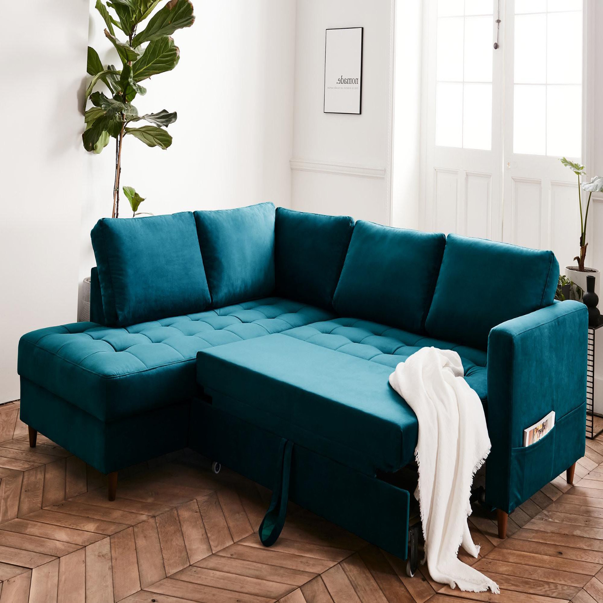 Voir la diapositive 3 : LISA DESIGN Anna - canapé d'angle gauche - 5 places - convertible - en velours