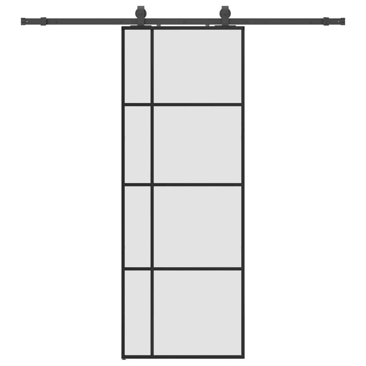 VIDAXL Porte coulissante kit de quincaillerie noir 76x205 cm verre ESG