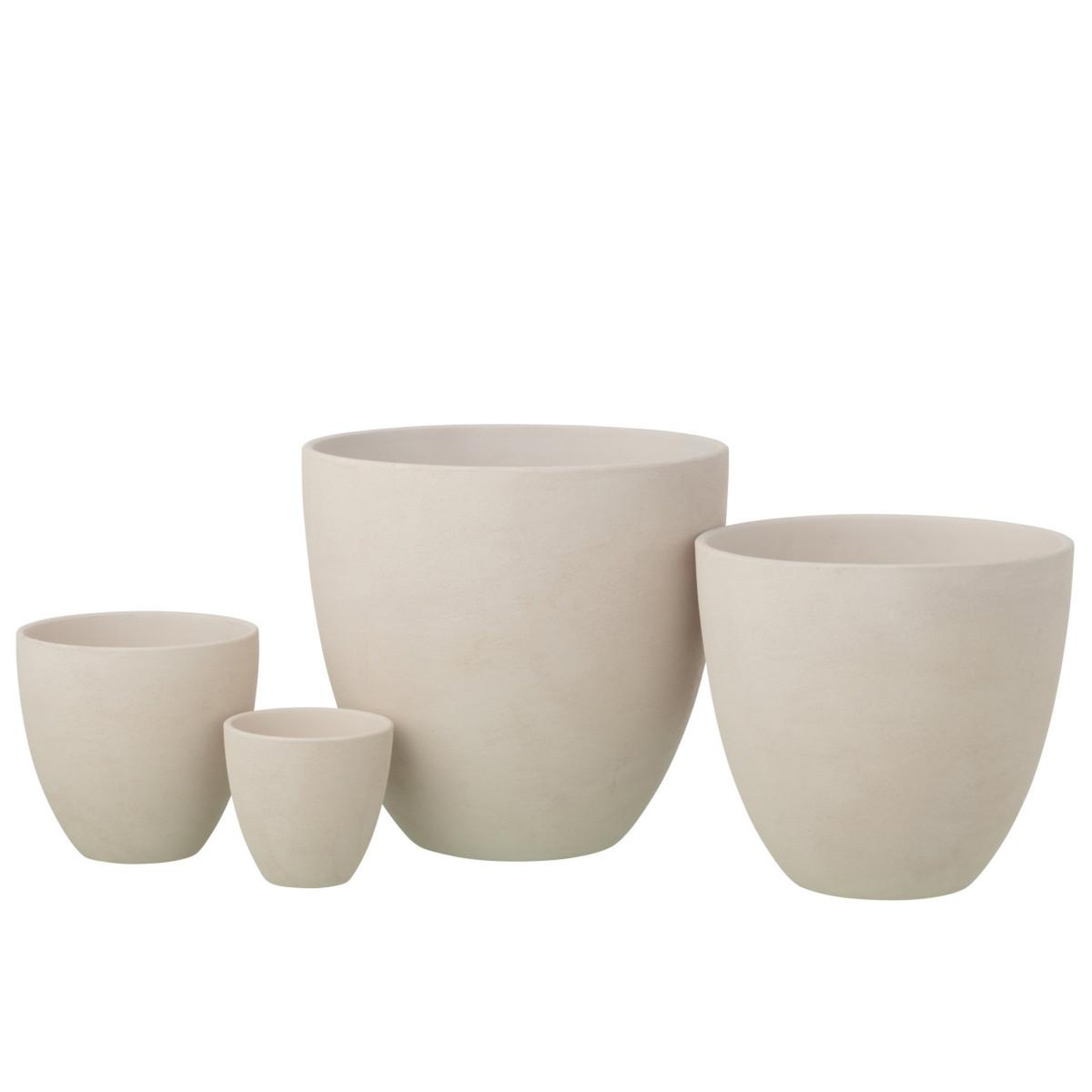 Voir la diapositive 2 : J-LINE Cache-pot rond en céramique  terra  30cm blanc
