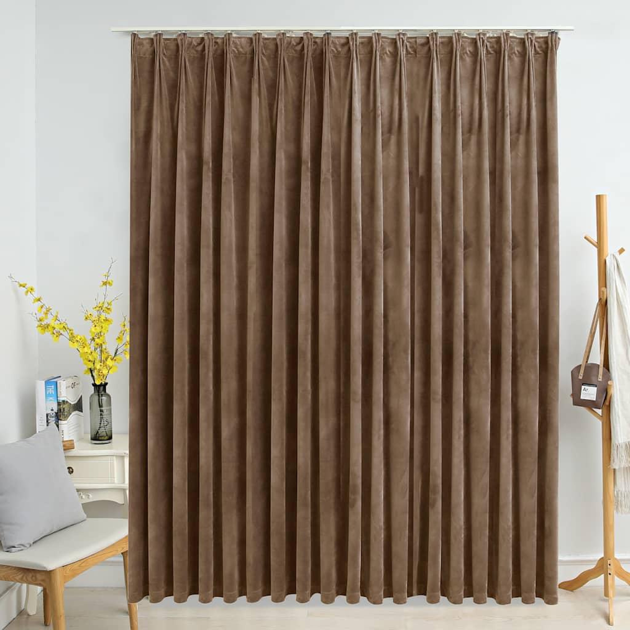 VIDAXL Rideau occultant avec crochets Velours Beige 290x245 cm