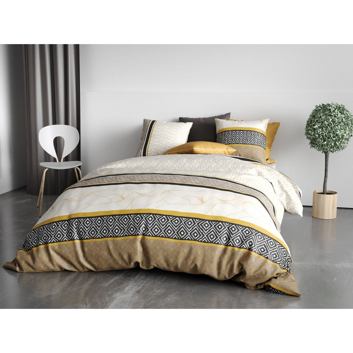 ATELIER DU COTON Parure housse de couette 100% coton 57fils carioca