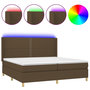 Voir la diapositive 2 : VIDAXL Sommier a lattes de lit matelas et LED Marron fonce 200x200 cm