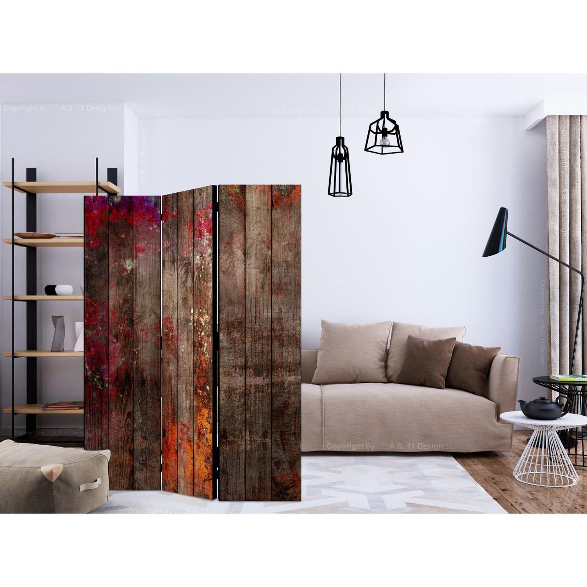 Voir la diapositive 2 : Paris Prix Paravent 3 volets  stained wood  135x172cm